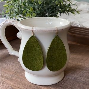 Handmade Green Leather Earrings